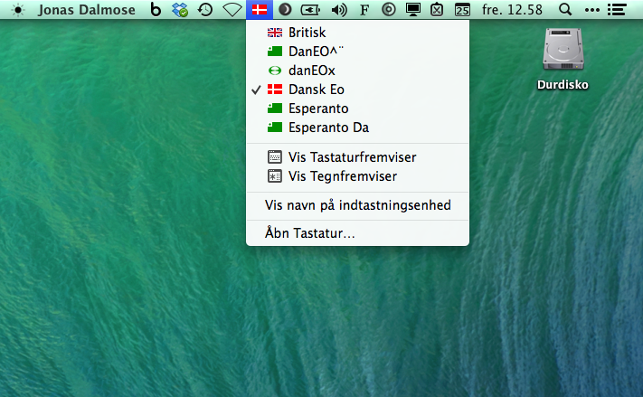 Esperanto-tastaturer til OSX menu